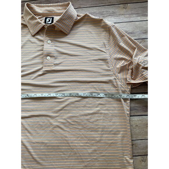 FootJoy FJ Golf Polo Shirt Men's Size L Short Sleeve PEACH STRIPES National - Picture 4 of 7
